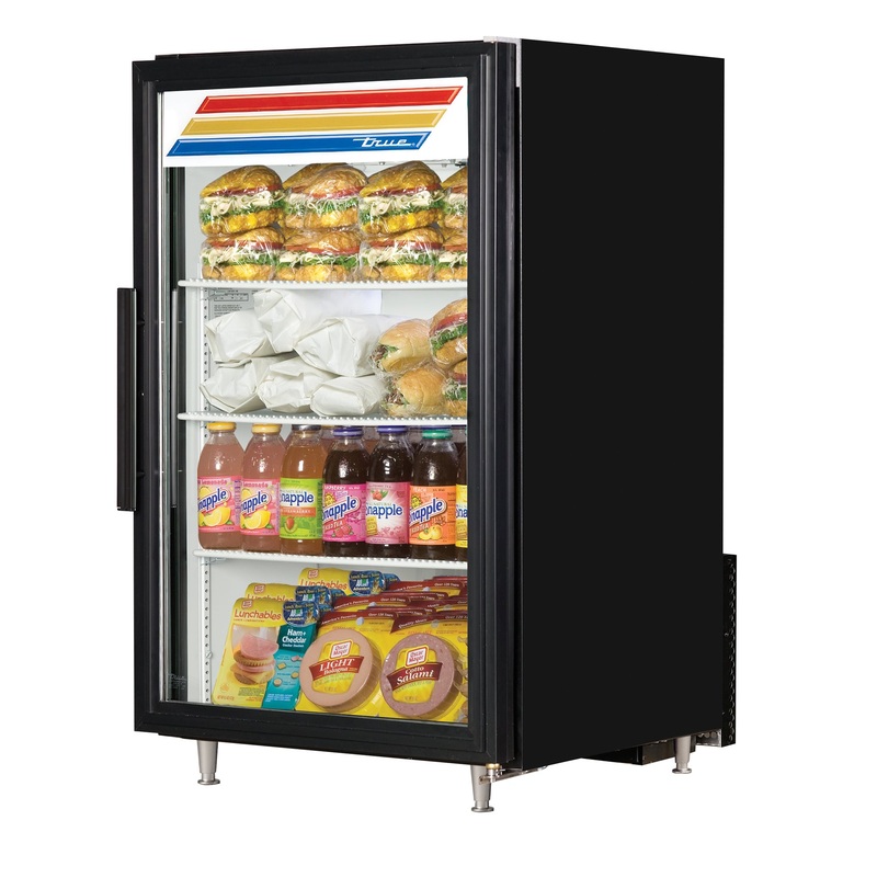 True GDM-07-HC~TSL01 Black 1 Glass Swing Door Countertop Refrigerated Merchandiser 24-1/8" - 7 Cu. Ft. - 115v