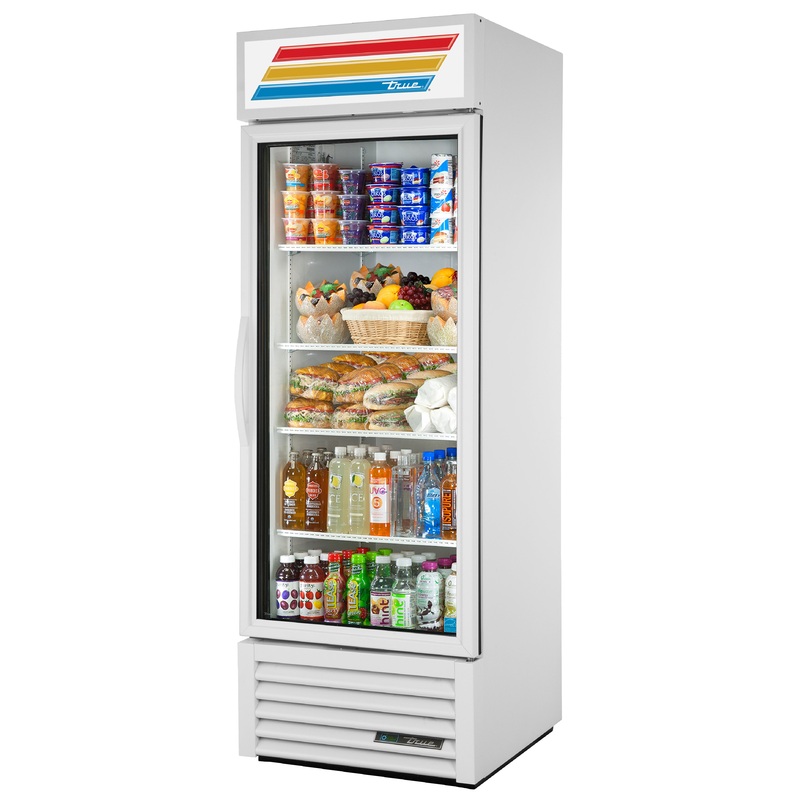True GDM-23-HC~TSL01-WHT White 1 Glass Swing Door Refrigerated Merchandiser 27" - 23 Cu. Ft.- 115v
