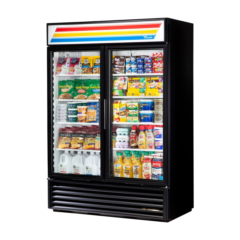 True GDM-49-HC~TSL01 Black 2 Glass Swing Door Refrigerated Merchandiser 54" - 49 Cu. Ft.- 115v