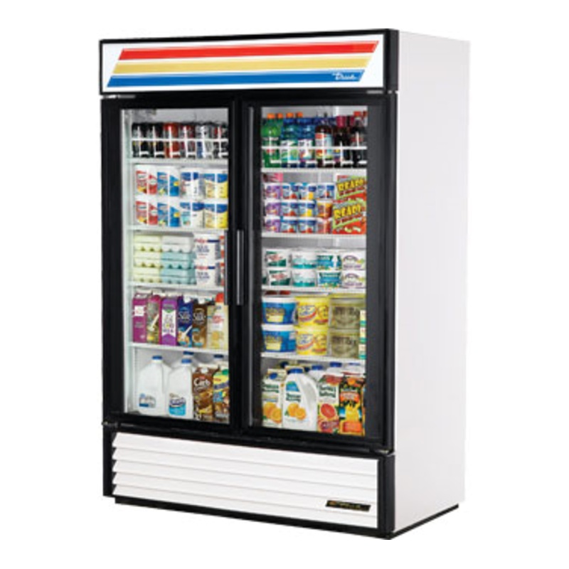 True GDM-49-HC~TSL01-WHT White 2 Glass Swing Door Refrigerated Merchandiser 54" - 49 Cu. Ft.- 115v
