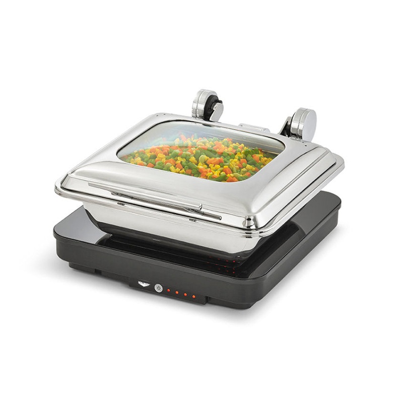 Vollrath 4644020 Mirage 2/3 Size Induction Chafer with Glass Lid and Food Pan 5.6 qt.
