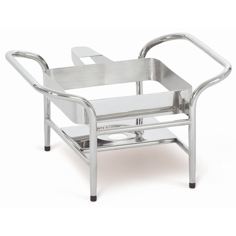 Vollrath 4644055 Mirage Stainless Steel 2/3-Size Induction Chafer Stand with Fuel Holders 16-1/2" x 16-1/5"