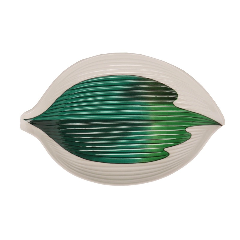 GET 133-21-CO Contemporary Melamine Leaf Plate 8" - Green/White - 12/Case