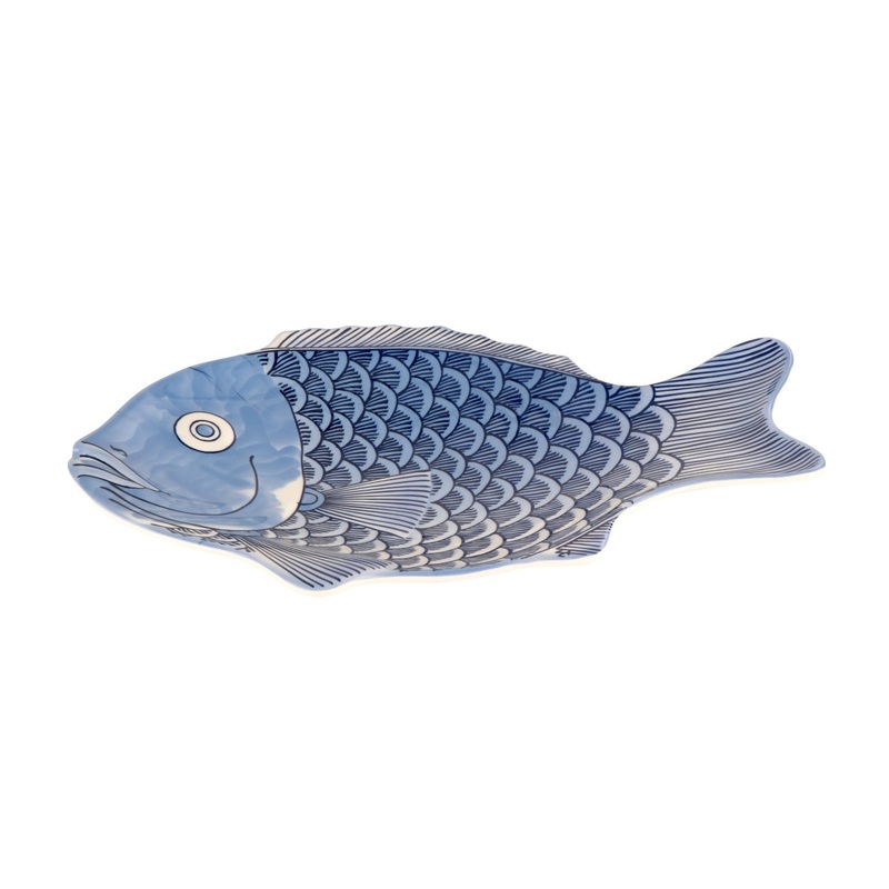 GET 370-14-BL Melamine Platter Fish 14", Blue