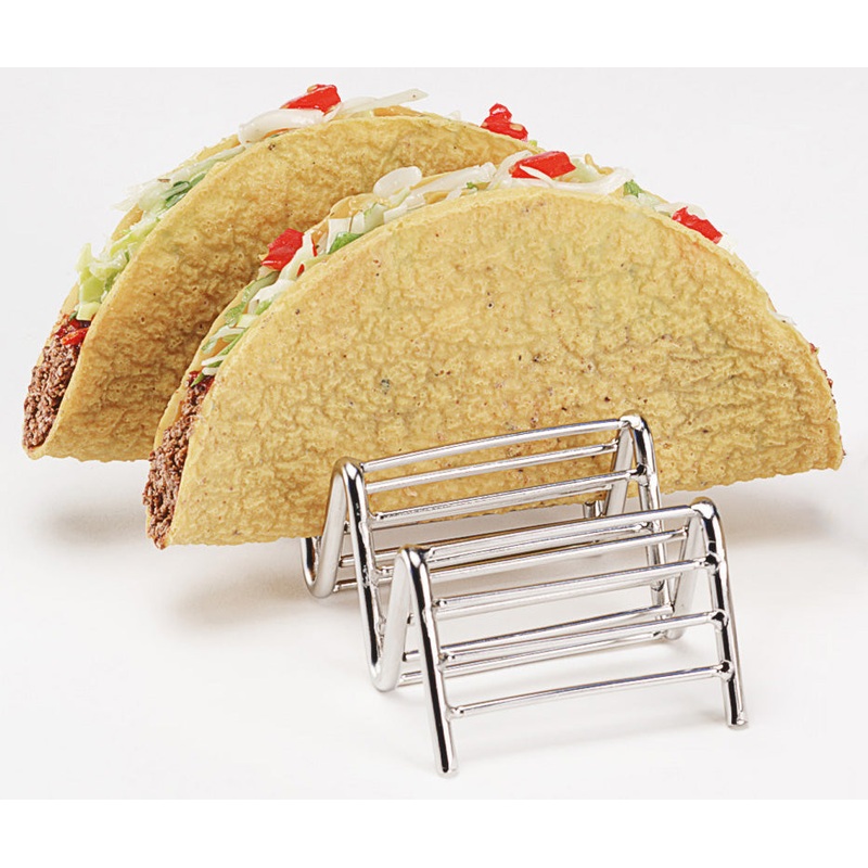 GET 4-81858 Specialty Servingware Stainless Steel Taco Holder 6" x 2-1/2" x 1-1/2"H - Holds 3 to 4 Tacos