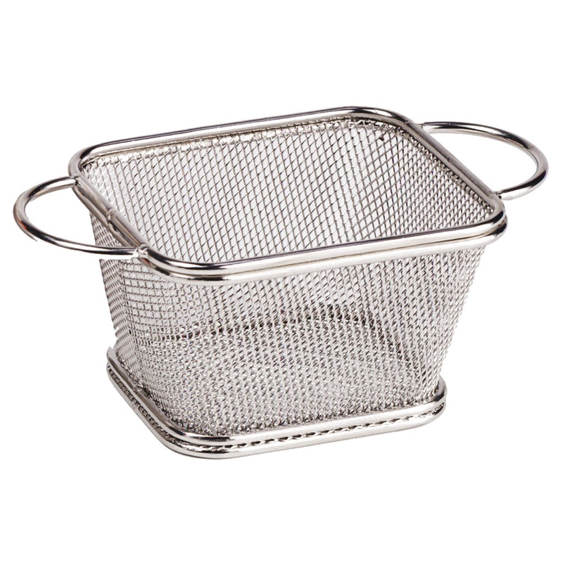 GET 4-81865 Specialty Servingware Stainless Steel Single Serving Fry Basket w/ Round Handles 4" x 3-1/4" x 2-1/4"H
