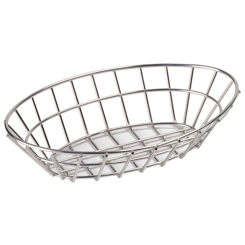 GET 4-82144 Stainless Steel Oval Grid Basket 9-1/4" x 6-1/2" x 2-1/4"H