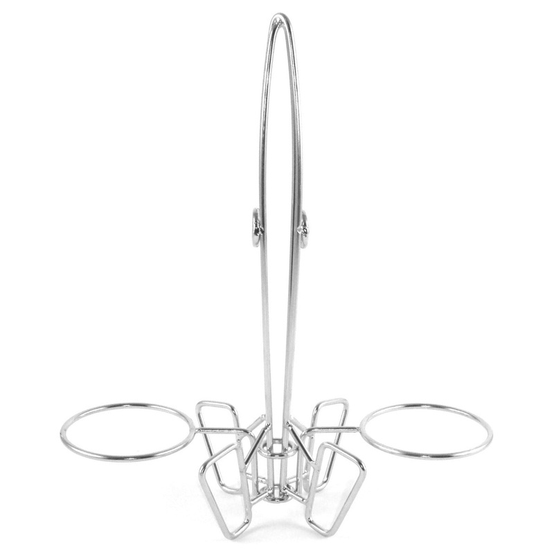 GET 4-982029 Specialty Servingware Stainless Steel Rocket Surfboard Onion Ring Tower w/ 2 Ramekin Holders 10"H