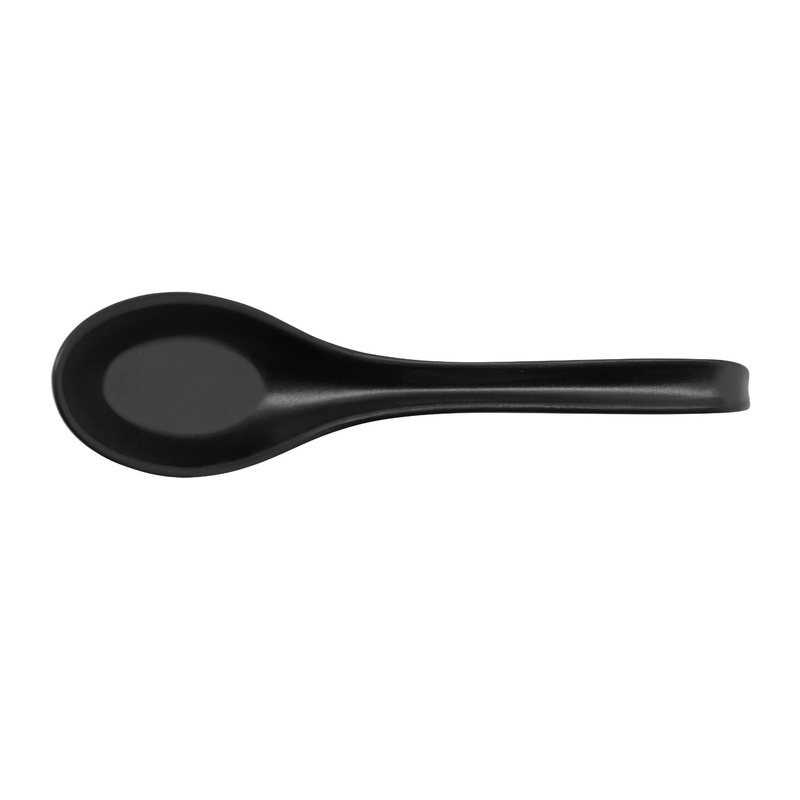 GET 6020-BK Nara Melamine Soup Spoon 4/5 oz. - Black Matte - 60/Case