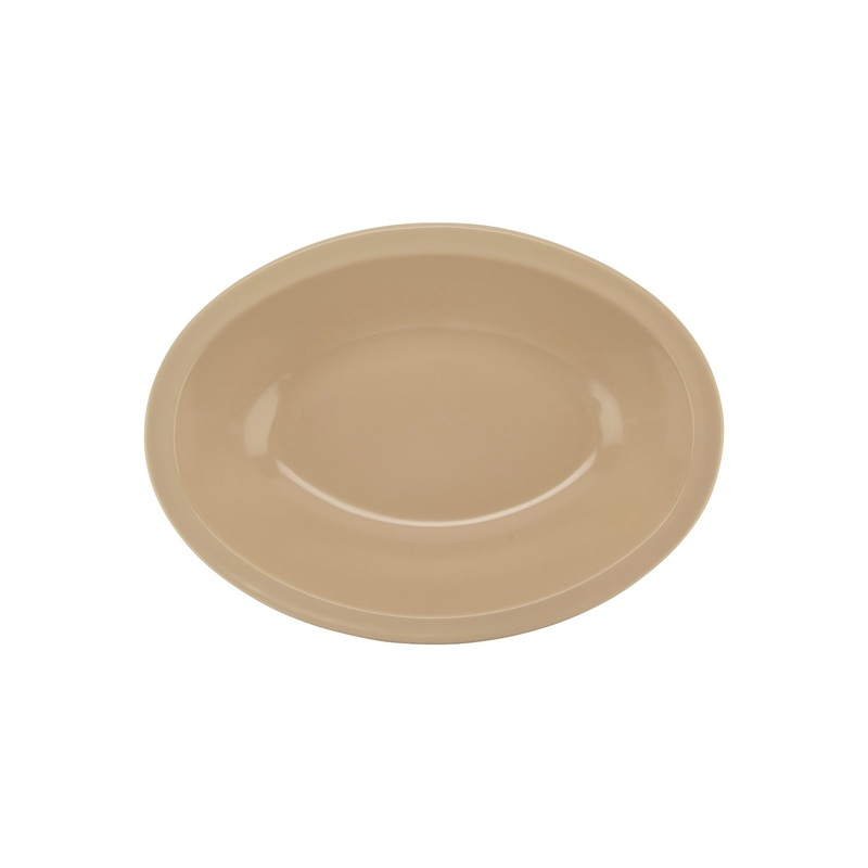 GET DN-332-T SuperMel Melamine Narrow Rim Oval Serving Bowl 32 oz. 10"x7-1/4" - Tan - 12/Case