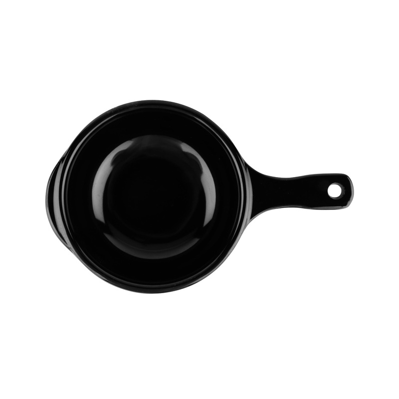 GET HSB-112-BK Black Elegance Melamine Narrow Rim Round Soup Bowl with Handle 12 oz. - Black - 24/Case