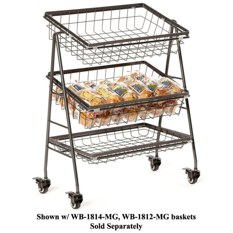 GET IR-2010-MG Urban Renewal Metal Rectangular 3-Tier Mobile Merchandiser Stand 21-1/2"W x 12-1/4"D x 25-3/4"H - Gray