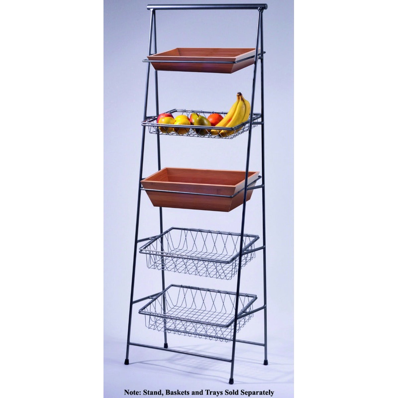 GET IR-906 POP Powder Coated Iron Rectangular 5-Tier Tilted Pane Stand 23-1/2"W x 14"D x 64"H - Gray