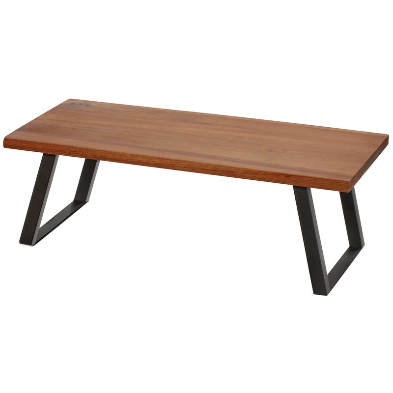 GET RISER-6-W Heights Walnut Wood Riser with Foldable Black Metal Legs 15-13/16"L x 8-5/16"W x 6"H
