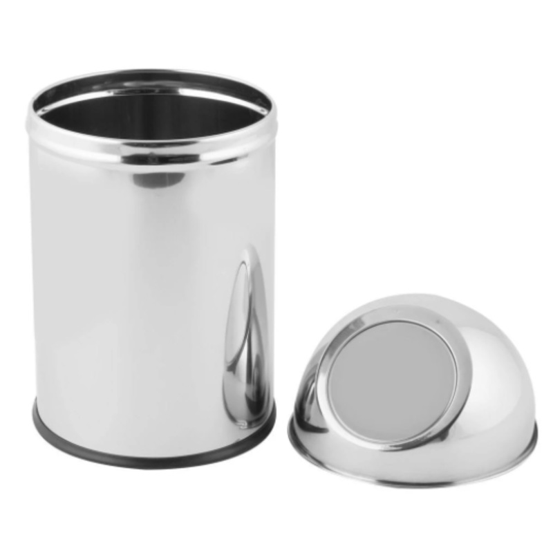 GET SSTB-11 Stainless Steal Mirror Finish Round Tabletop Trash Can with Dome Lid 6-3/4" x 11"