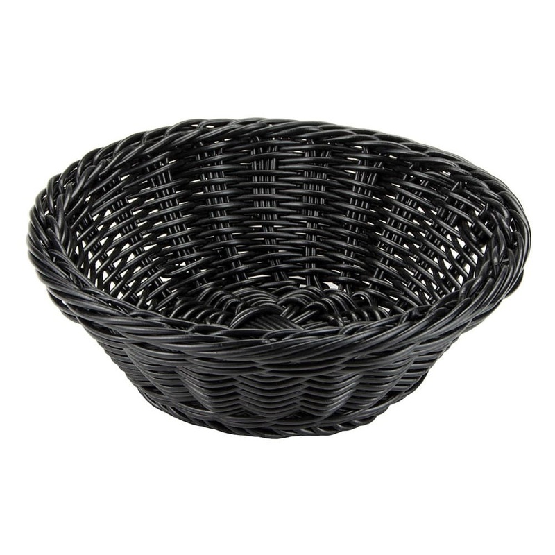 GET WB-1501-BK Designer Polyweave Round Serving Basket 9-1/2" dia. x 3-1/2"H - Black - 12/Case