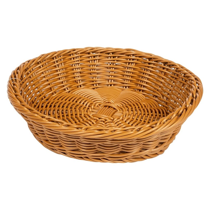 GET WB-1502-HY Designer Polyweave Round Serving Basket 11-1/2" dia. x 2-3/4"H - Honey - 12/Case