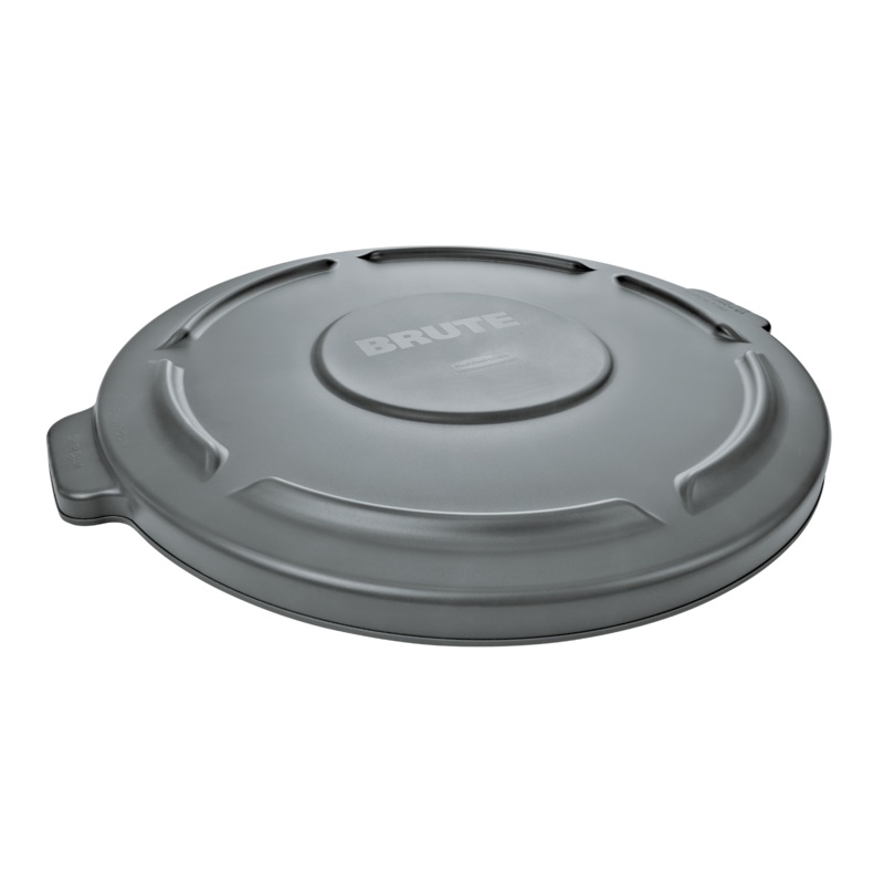 Rubbermaid FG265400GRAY BRUTE Self-Draining Round Flat Lid for use with 55-Gallon Container - Gray