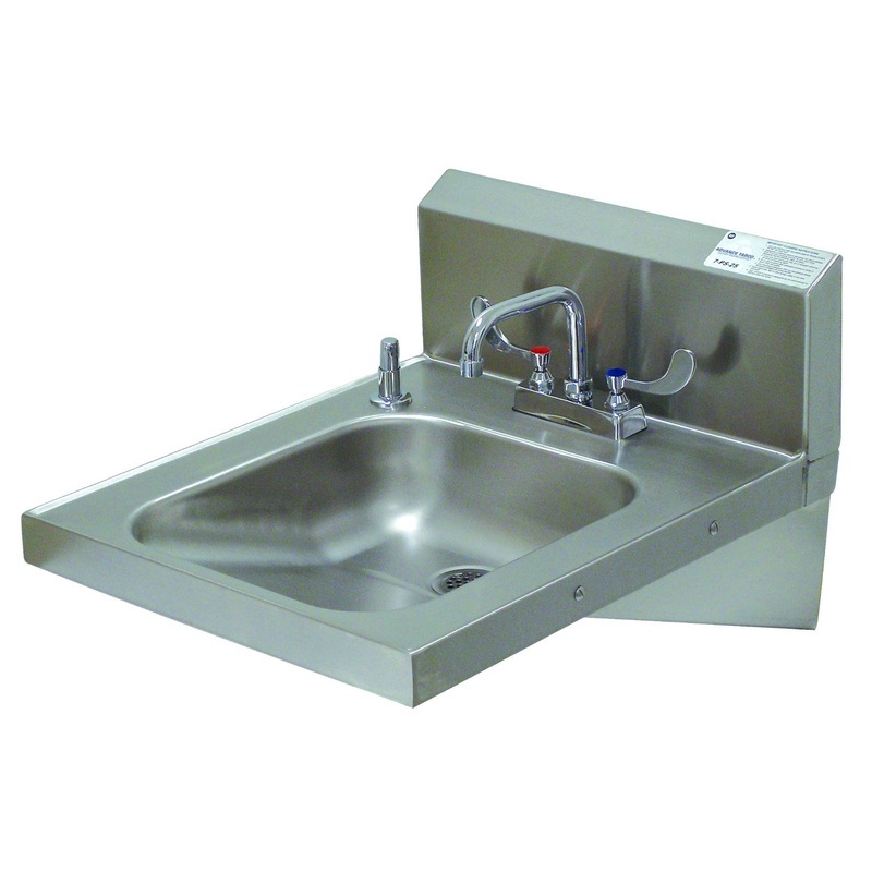 Advance Tabco 7-PS-25 Stainless Steel ADA Compliant Hand Sink with Deck Mounted Gooseneck Faucet & Soap Dispenser 20" x 24" x 13"H