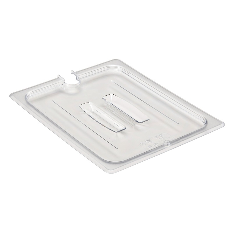 Cambro 20CWCHN135 Camwear Polycarbonate Food Pan Cover with Handle & Spoon Notch - 1/2 Size - Clear