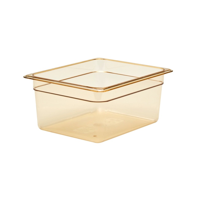 Cambro 26HP150 H-Pan High Heat Plastic Food Pan 6" Deep - 1/2 Size - Amber