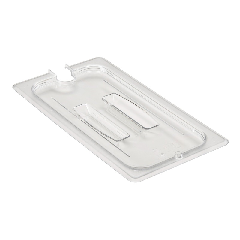 Cambro 30CWCHN135 Camwear Polycarbonate Food Pan Cover with Handle & Spoon Notch - 1/3 Size - Clear