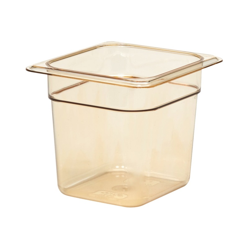Cambro 66HP150 H-Pan High Heat Plastic Food Pan 6" Deep - 1/6 Size - Amber