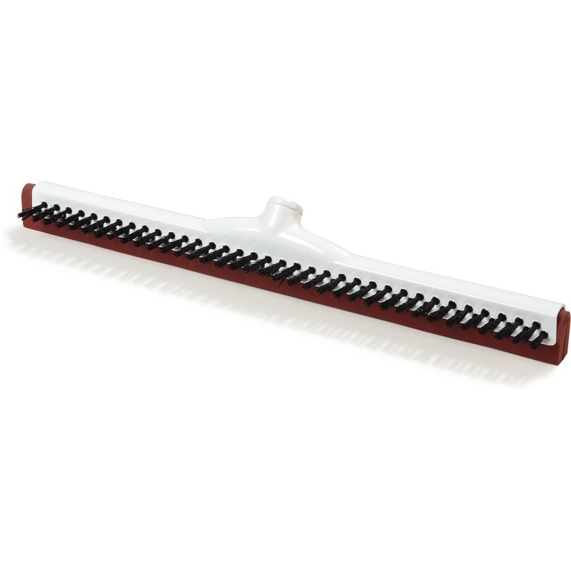 Carlisle 36781800 Flo-Pac Floor Dual Squeegee / Brush  Head with Red Neoprene Foam Blade, Bristles and Plastic Frame 18"