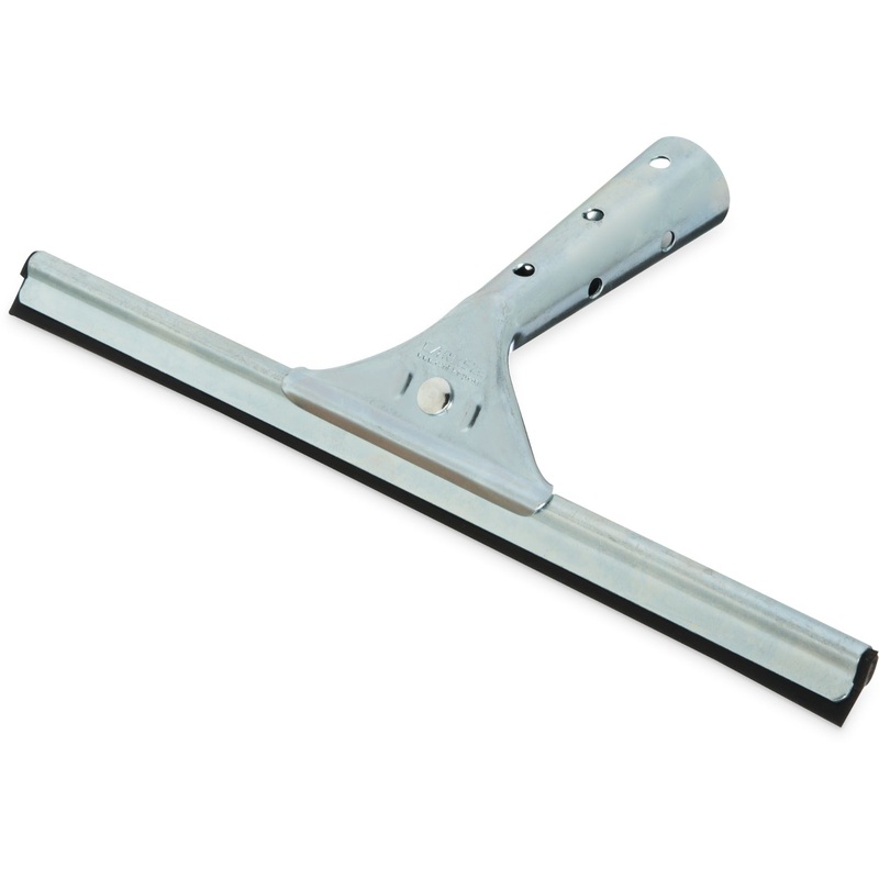 Carlisle 4007000 Flo-Pac Hand Held Window Squeegee with 12 " Black Rubber Blade and Stainless Steel Handle