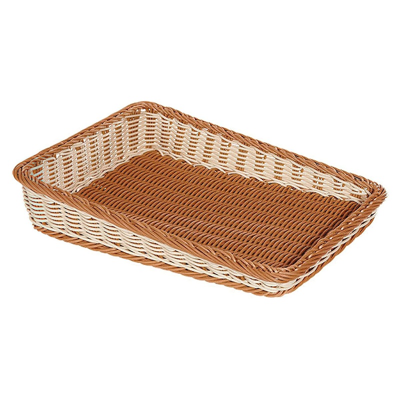 GET WB-1514-TT Designer Polyweave Bread & Bun Cascading Basket 23-1/2" x 17-1/2" x 4-3/4" & 2-1/2"H - Two-Tone - 6/Case