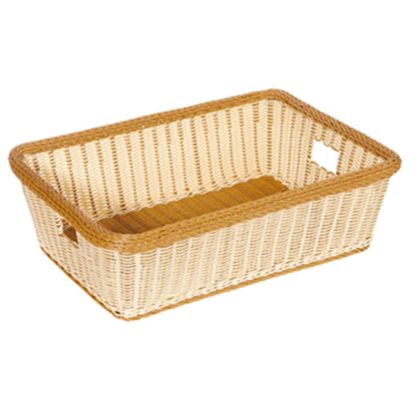GET WB-1517-TT Designer Polyweave Bread & Bun Rectangular Basket 23" x 17" x 7"H - Two-Tone - 6/Case