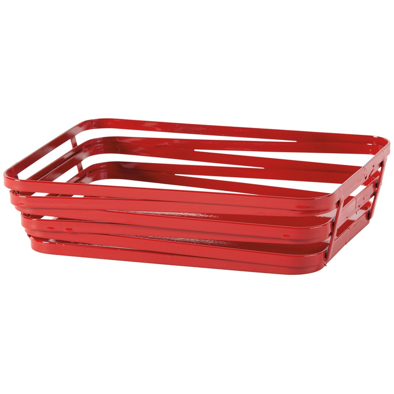 GET WB-982-R Cyclone Rectangular Metal Wire Food Serving Basket 9" x 7" x 2-1/4"H - Red - 12/Case