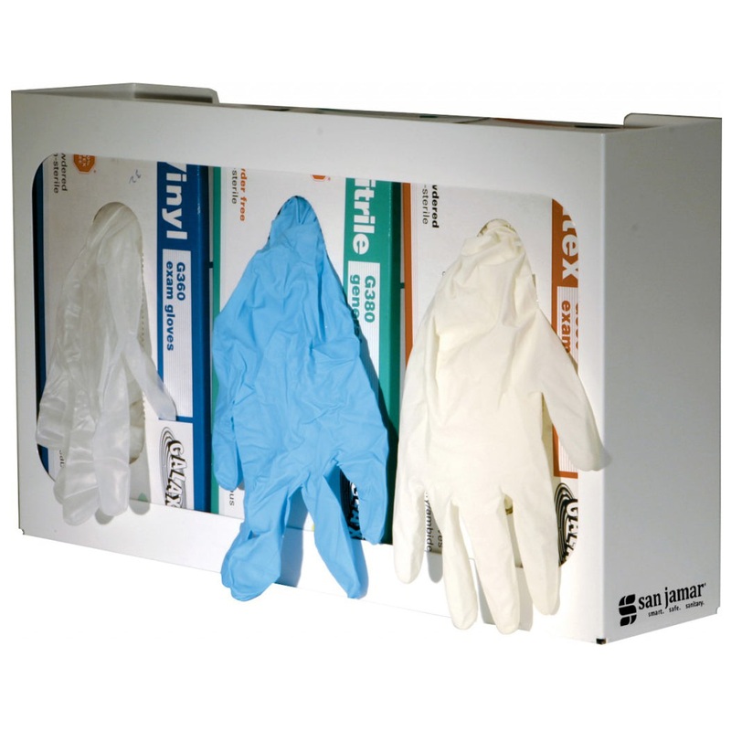 San Jamar G0804 Disposable Glove Dispenser 16" x 4" x 10"H - White - 3 Box/Capacity