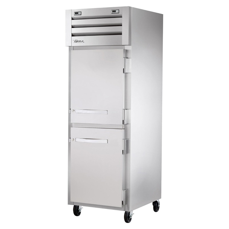 True STR1DT-2HS-HC Spec Series 1-Section 2 Solid Half Door Dual Temp Reach-In Refrigerator / Freezer 27" - 115v