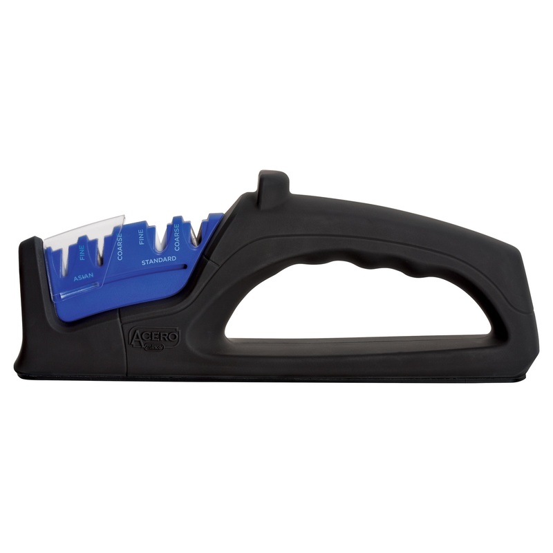 Winco KSP-4 Acero Hand Held Four-Stage Knife Sharpener with Black Plastic Ergonomic Handle 9-7/8"L x 2-5/8"W x 3-3/4"H
