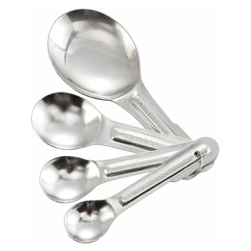 Winco MSP-4P Economy 4-Piece Stainless Steel Measuring Spoon Set - Includes: 1/4 Tsp, 1/2 Tsp, 1 Tsp, 1 Tbsp