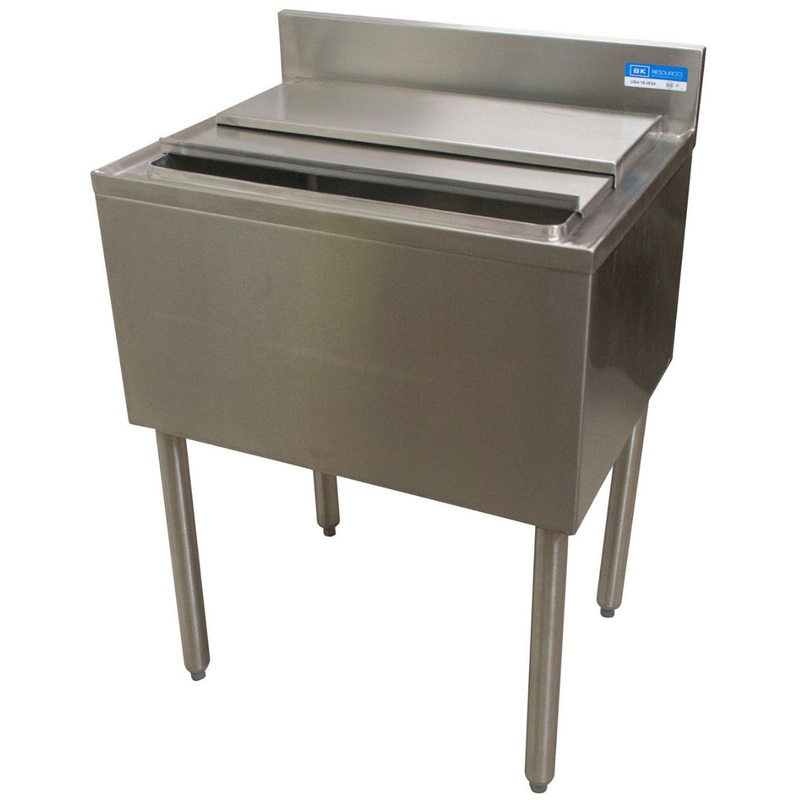 BK Resources UB4-18-IB36 Stainless Steel Underbar Insulated Ice Bin with Sliding Lid 18" x 36" - 100 lb./Capacity
