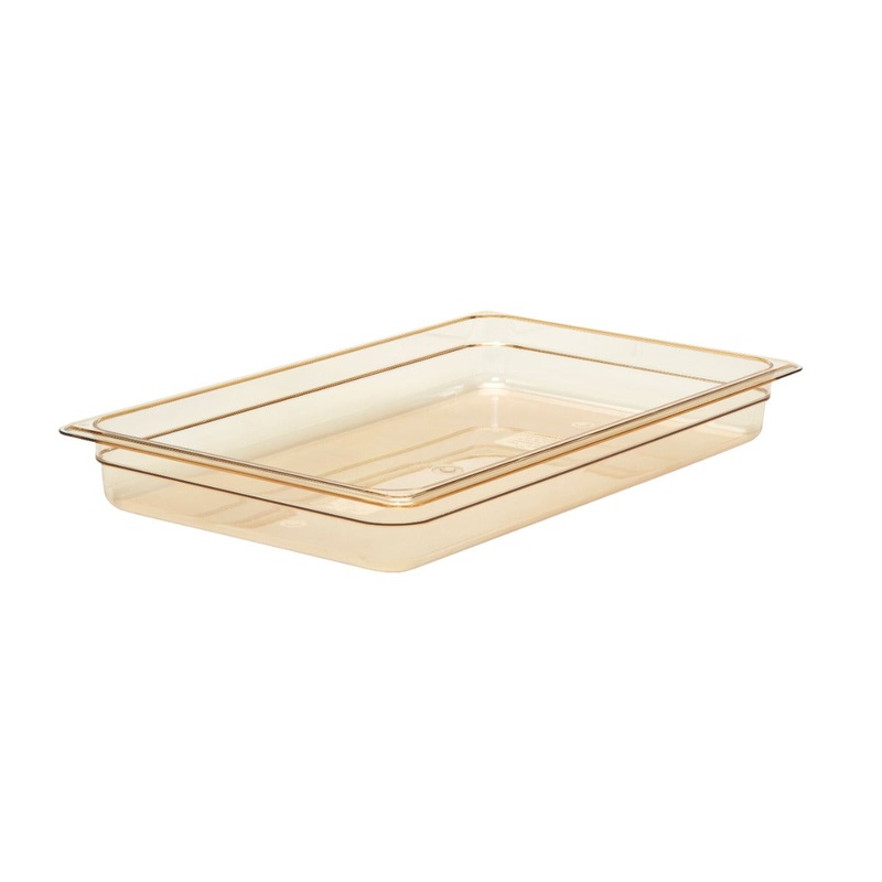 Cambro 12HP150 H-Pan Plastic High Heat Food Pan - (1/1) Full Size, 2-1/2" Deep - Amber