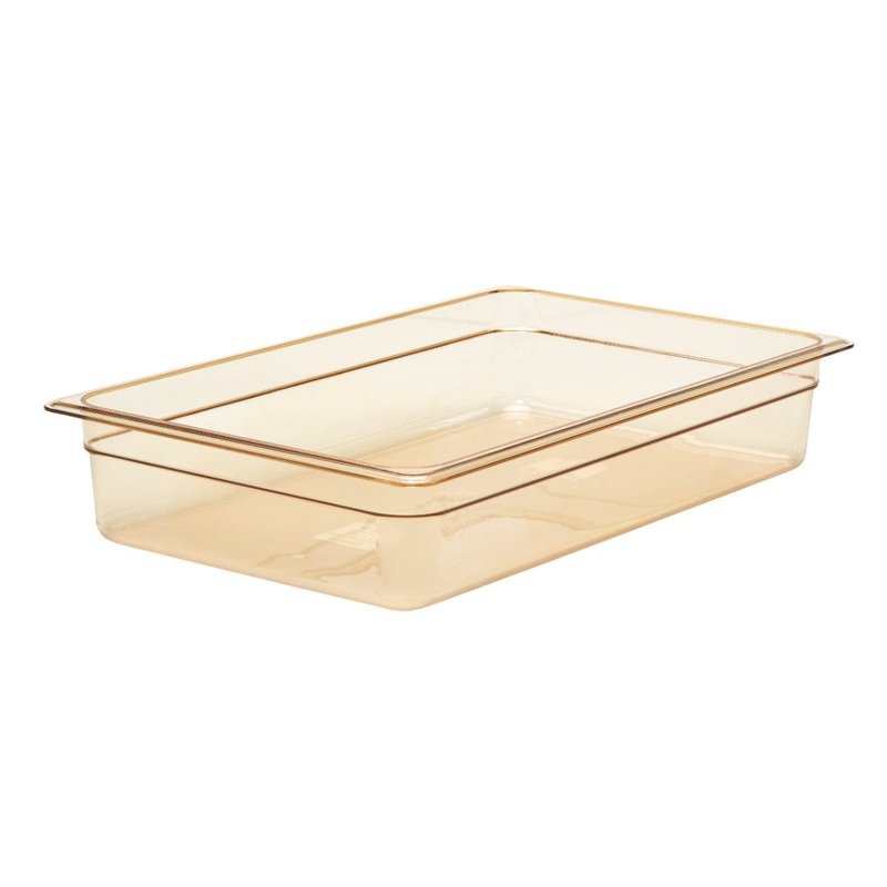 Cambro 14HP150 H-Pan High Heat Food Pan - (1/1) Full Size, 4" Deep - Amber
