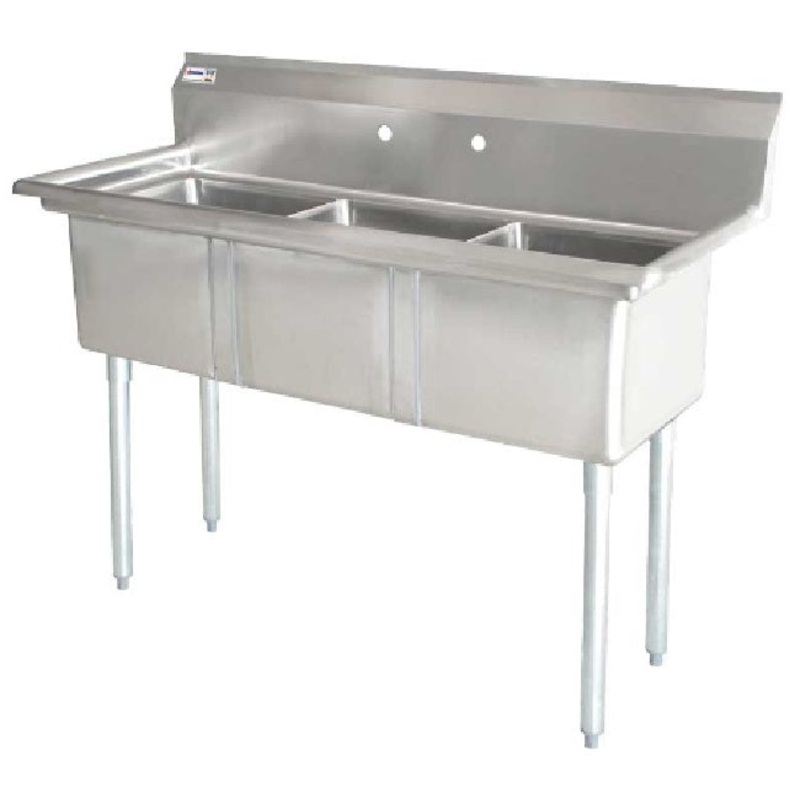 Culitek C3T101410 Stainless Steel 3-Compartment Sink 36" - No Drainboard