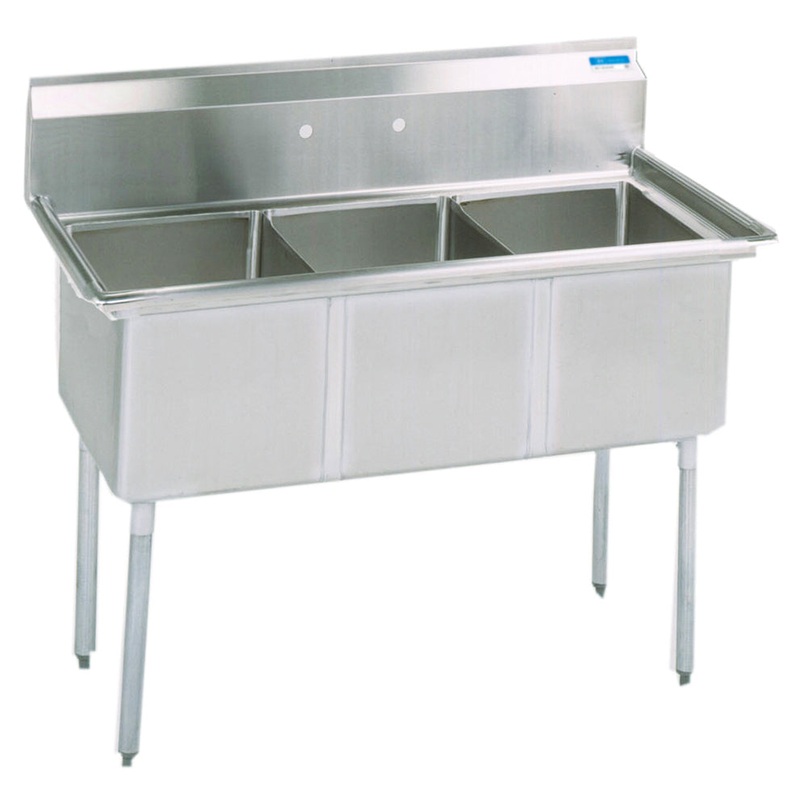 Culitek C3T151512 Stainless Steel 3-Compartment Sink 50" - No Drainboard