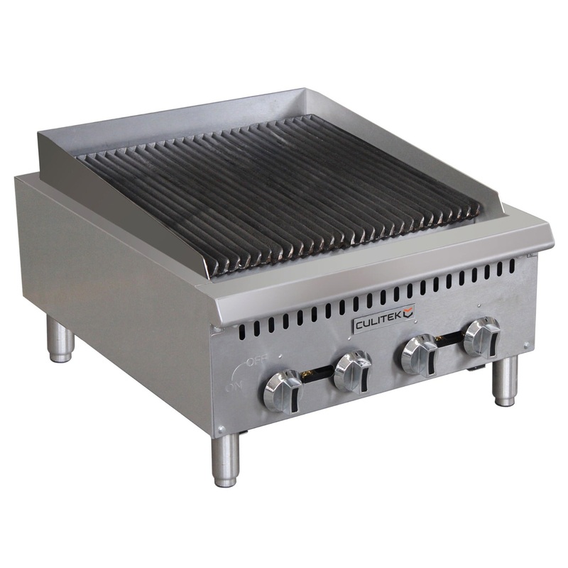 Culitek CULCTC24NG SS-Series Heavy Duty Countertop Radiant Natural Gas Charbroiler w/ 4 Burners 24" - 80,000 BTU