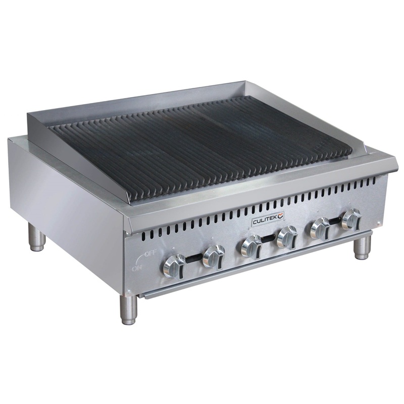 Culitek CULCTC36NG SS-Series Heavy Duty Countertop Radiant Natural Gas Charbroiler w/ 6 Burners 36" - 120,000 BTU