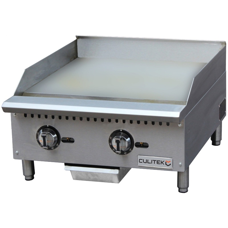 Culitek CULCTG24TNG SS-Series Countertop Natural Gas Griddle w/ 2 Burners and Thermostatic Controls 24" - 60,000 BTU