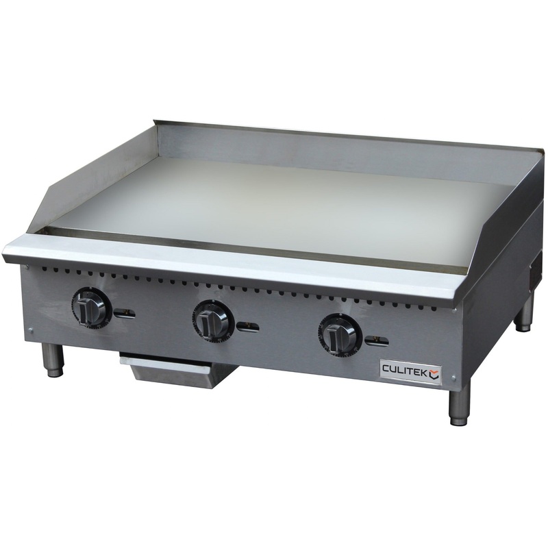 Culitek CULCTG36TNG SS-Series Countertop Natural Gas Griddle w/ 3 Burners and Thermostatic Controls 36" - 90,000 BTU