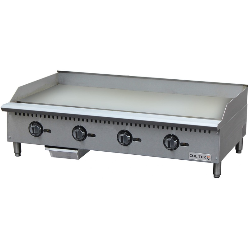 Culitek CULCTG48TNG SS-Series Countertop Natural Gas Griddle w/ 4 Burners and Thermostatic Controls 48" - 120,000 BTU