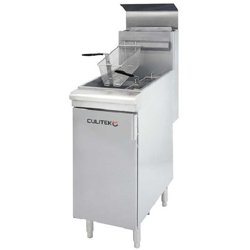 Culitek CULGF90LP SS-Series One Bank Propane Gas Floor Fryer 15-1/2" - Holds 35 to 40 lb. - 90,000 BTU
