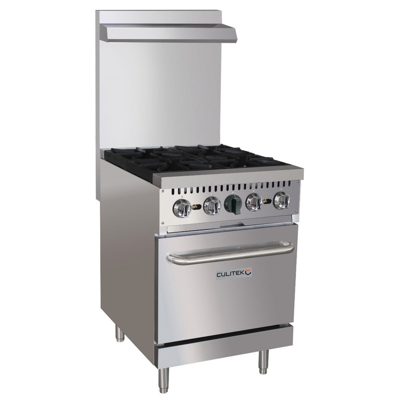 Culitek CULGR24NG SS-Series Natural Gas Range with 4 Burners and Standard Oven 24" - 150,000 BTU