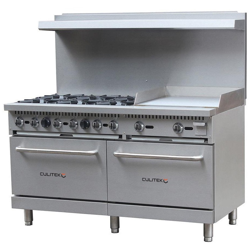 Culitek CULGR6024GNG SS-Series Natural Gas Range with 6 Burners, 24" Griddle and 2 Standard Ovens 60" - 280,000 BTU
