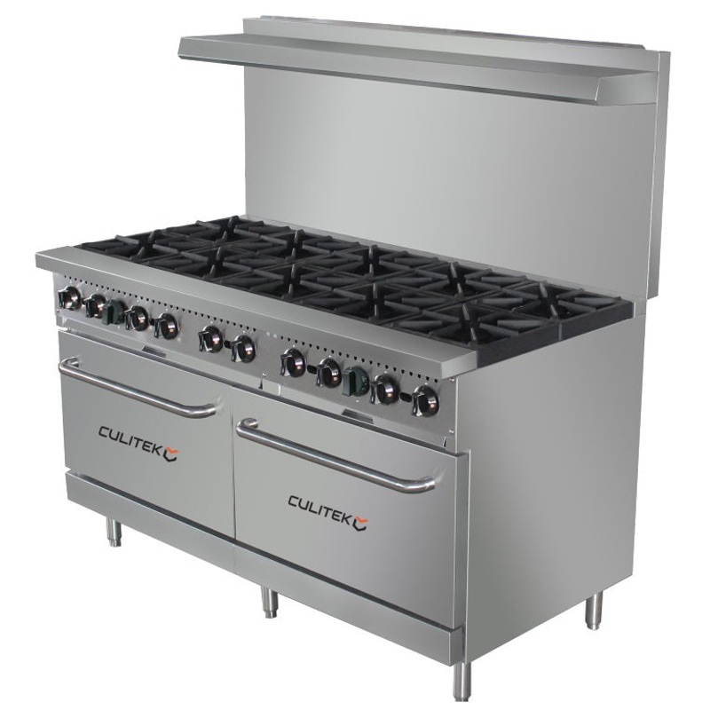 Culitek CULGR60NG SS-Series Natural Gas Range with 10 Burners and 2 Standard Ovens 60" - 360,000 BTU